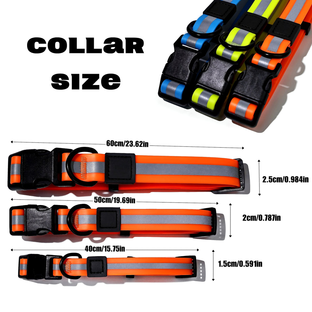 Matching reflective collar sizes in 15, 20 and 25mm widths