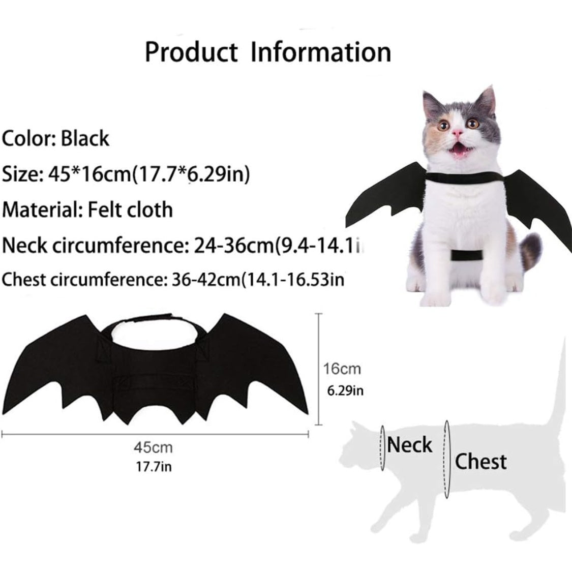 Pet bat wings costume for cats and small dogs