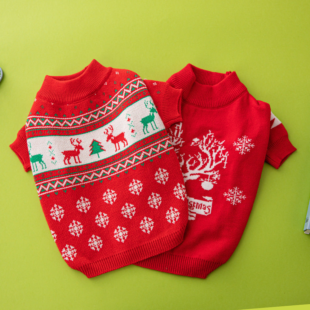 Christmas Tree & Reindeer Knit Dog Jumper 🎄