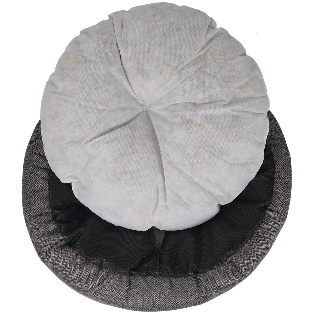 Balmoral Calming Donut Dog Bed – Herringbone & Faux Fur