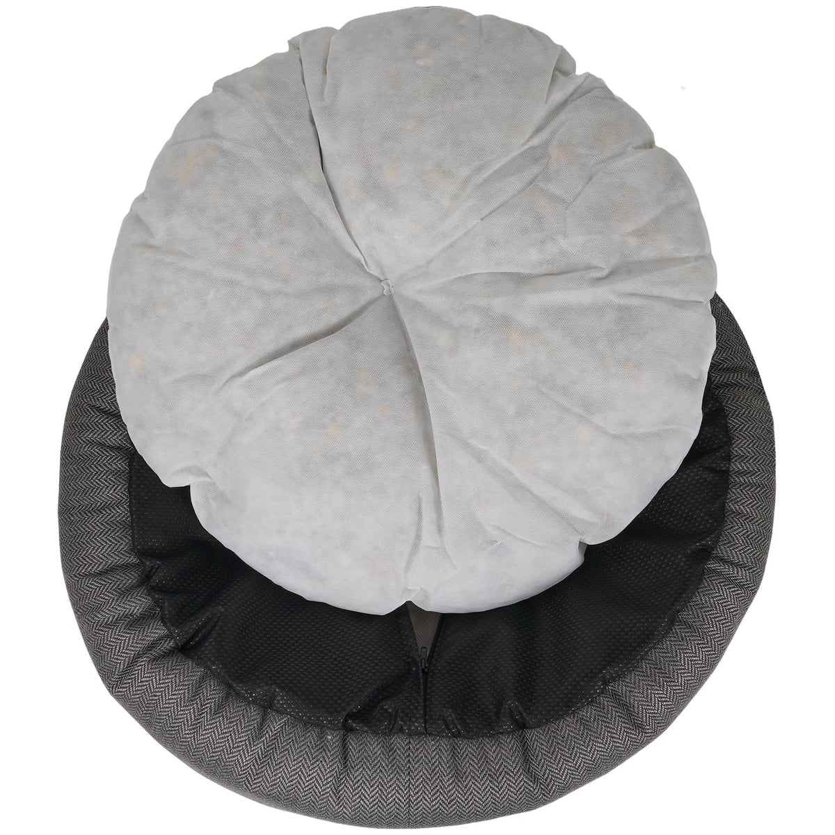 Balmoral Calming Donut Dog Bed – Herringbone & Faux Fur