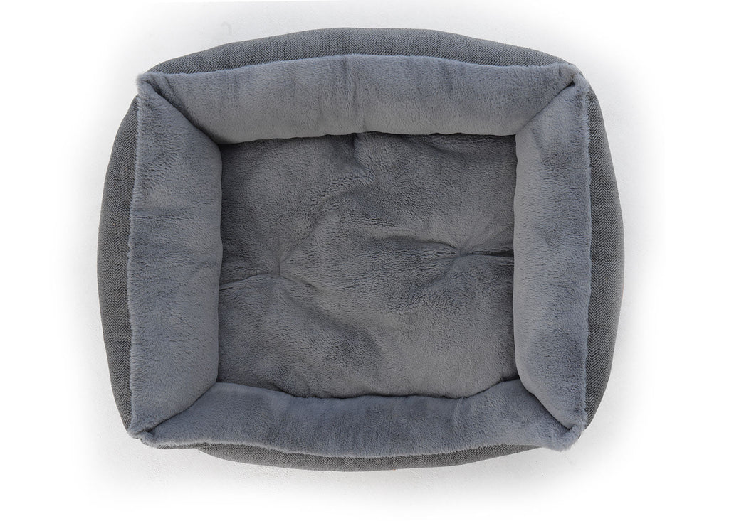 Balmoral Grey Herringbone Bolster Dog Bed – Ralph & Co Nest Bed