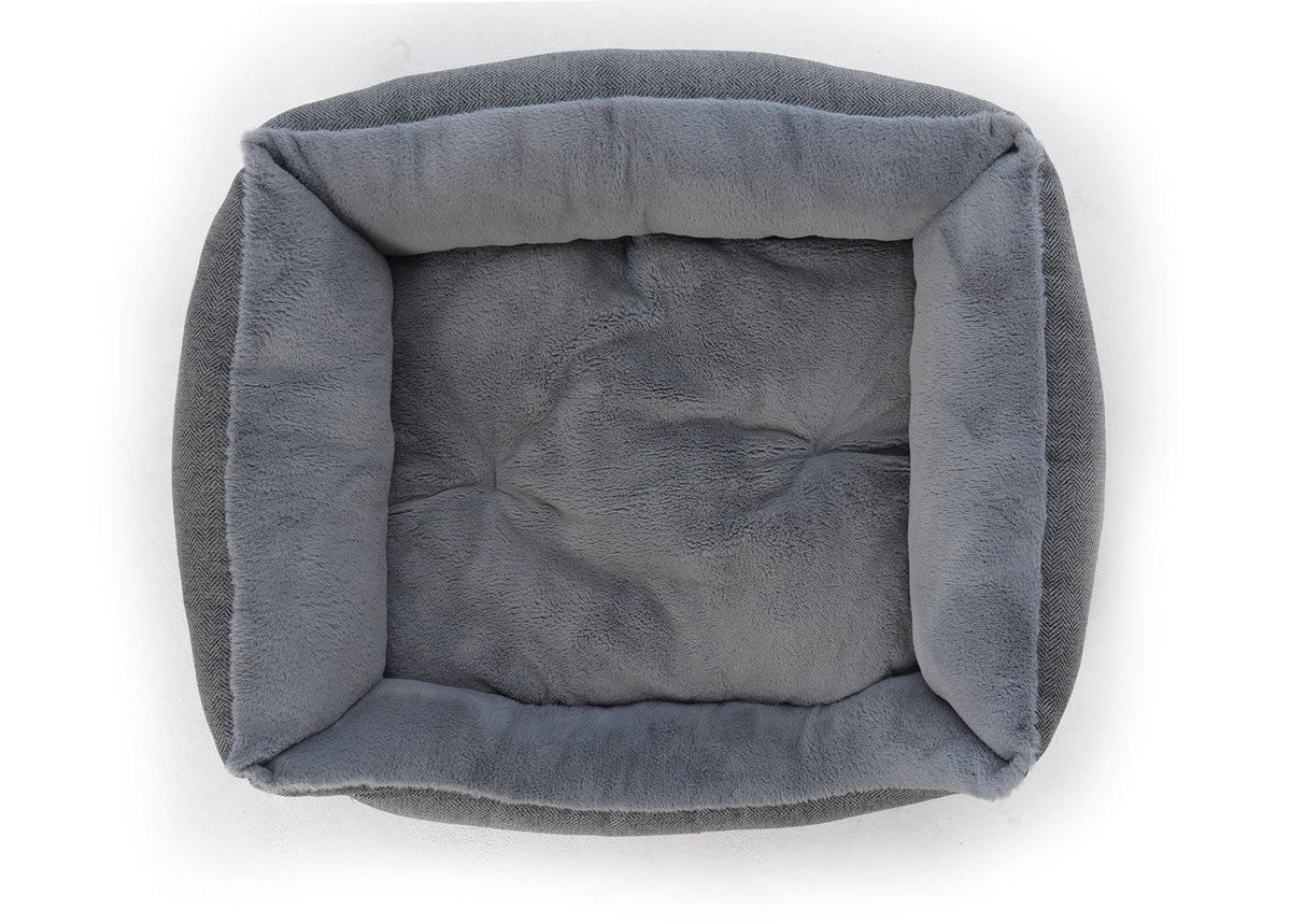 Balmoral Grey Herringbone Bolster Dog Bed – Ralph & Co Nest Bed
