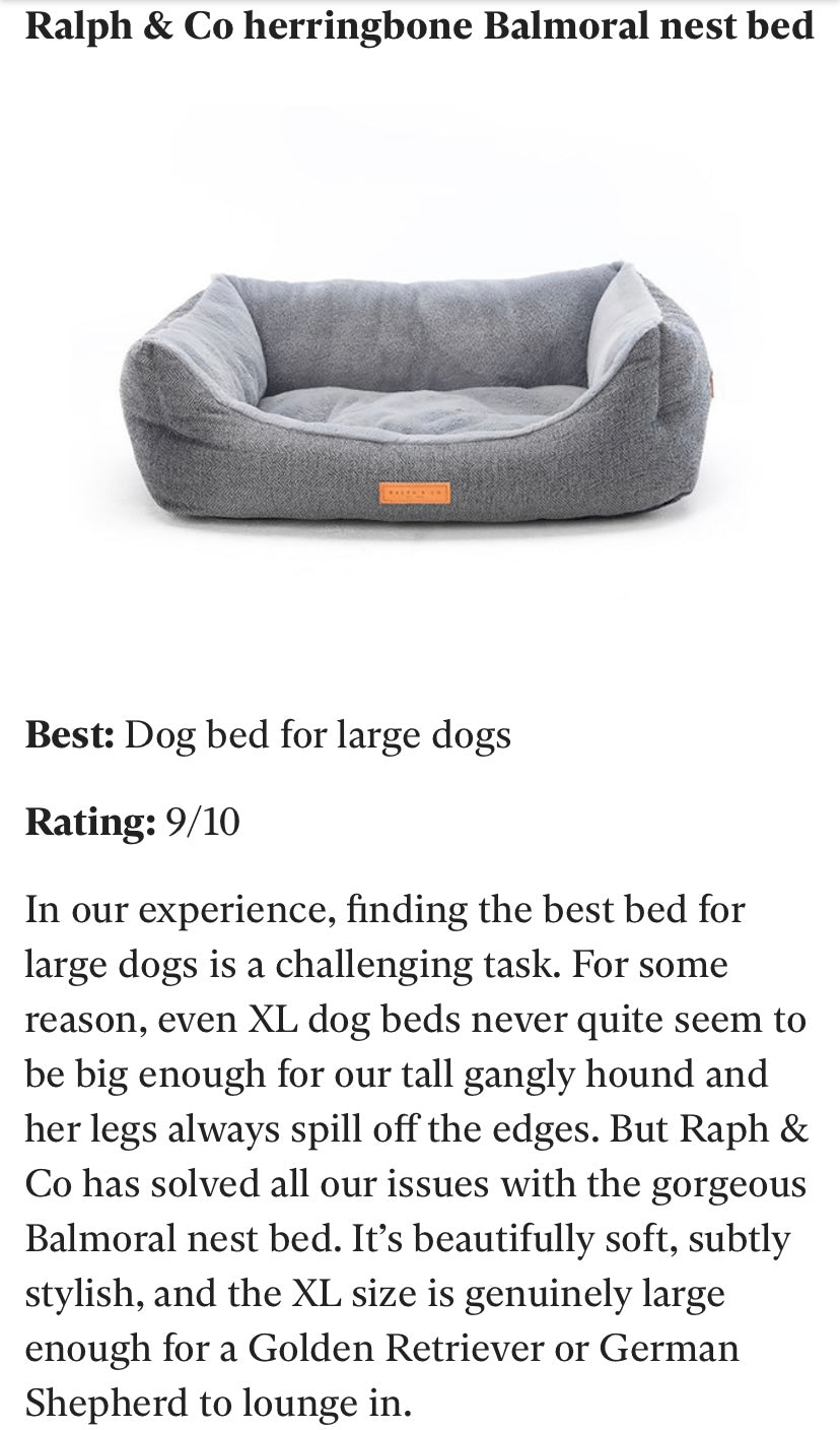 Balmoral Grey Herringbone Bolster Dog Bed – Ralph & Co Nest Bed