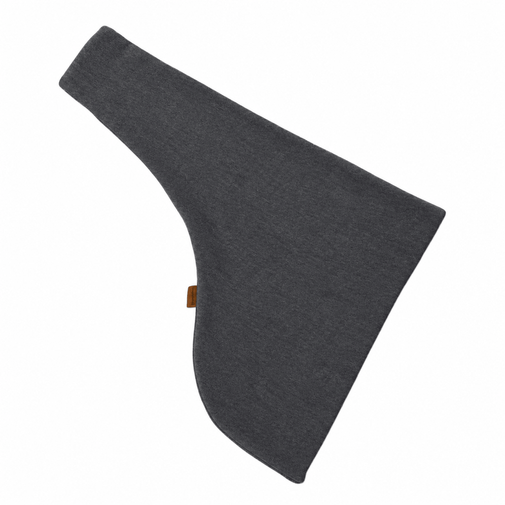 Charcoal Lite Sweatshirt Dog Sling laid flat showing strap and pouch shape