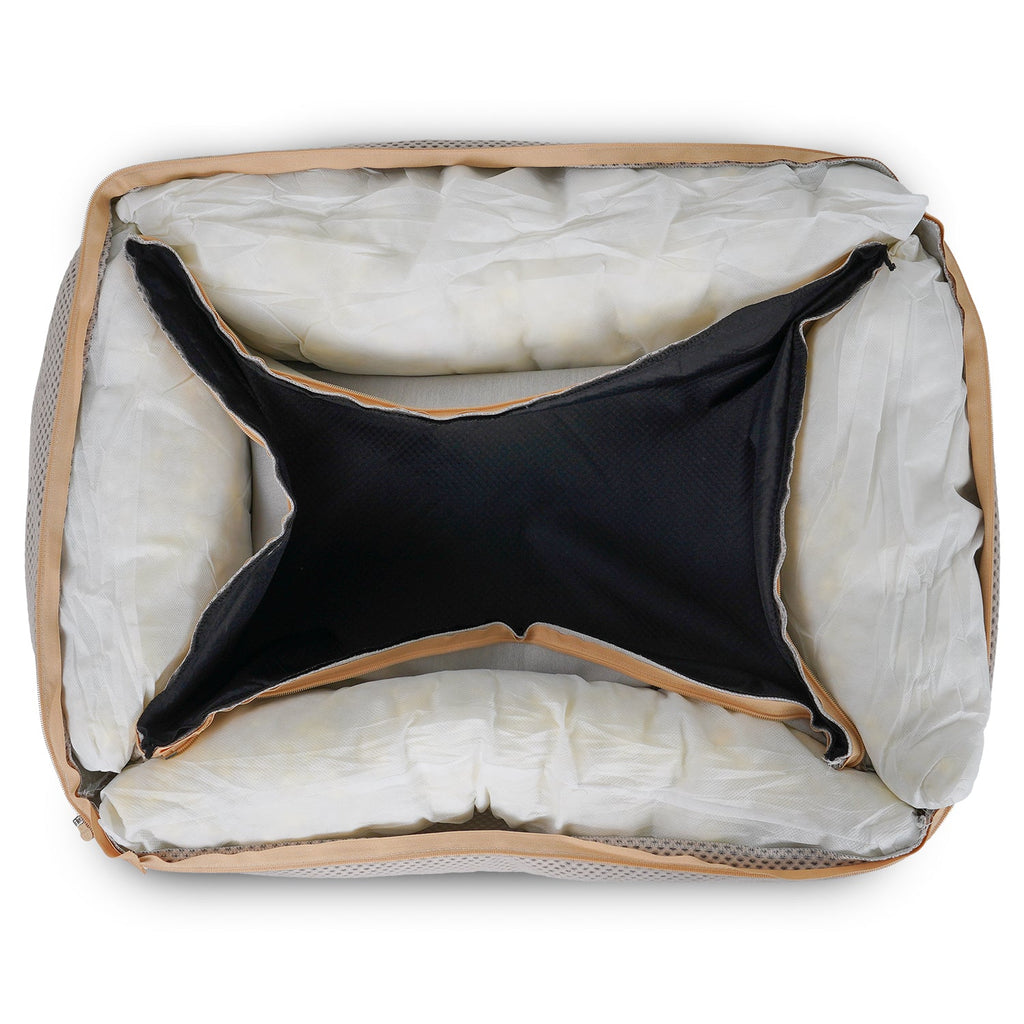 Inside view of the Chatsworth bed with the cover open showing the inner base