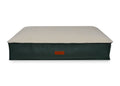 Richmond green flat pillow dog bed with cream sherpa top and leather badge