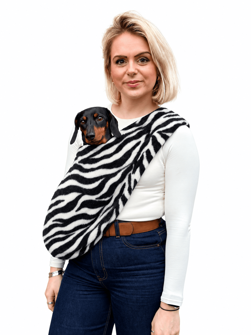 Patterned Fleece Dog Sling – Leopard, Zebra & Tartan Carrier