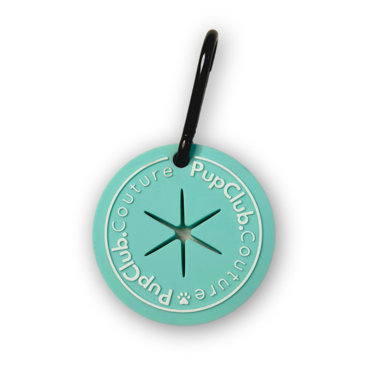 PupClub Poop Pocket in mint green, round with star-shaped slot and black clip