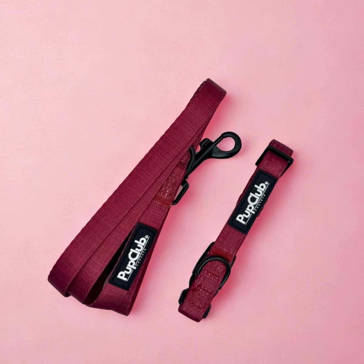 Berry Red Puppy Collar & Lead Set with padded handle lead and adjustable collar
