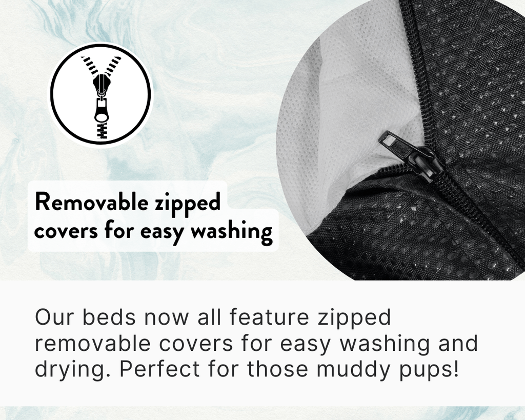 Infographic showing the removable zipped cover on the Richmond pillow bed