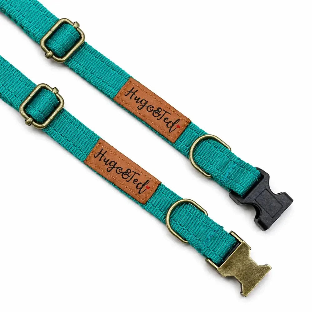 Two emerald Waterproof Dog Collars with plastic and metal buckle options