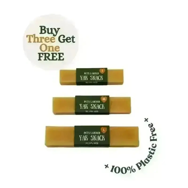 Small, medium and large Pets Larder Yak Snack yak milk chews for dogs